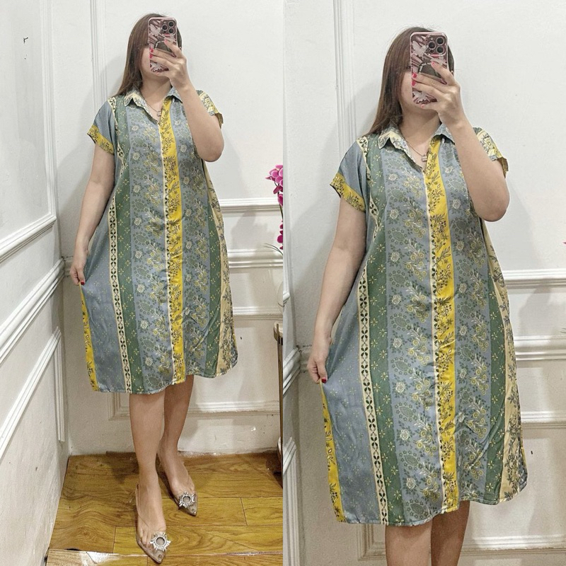 Alicia Daster kerah motif, rayon motif PREMIUM, Daster Kekinian