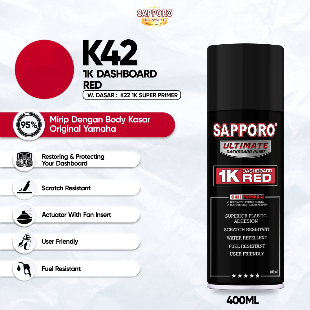 Sapporo Ultimate K42 1K Dashboard Red / Cat Spray Semprot Terbaik