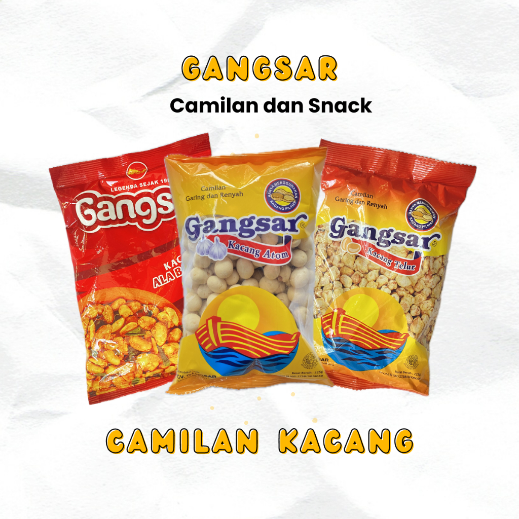 

KACANG GANGSAR ALL VARIANT | KACANG ATOM BEST SHANGHAI 225gr - KACANG ALA BANGKOK 175gr - KACANG TELUR 225gr