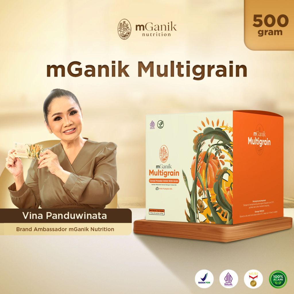 

(40 sachet)mGanik Multigrain - Bebas Laktosa & Tinggi Serat Gula Darah Stabil