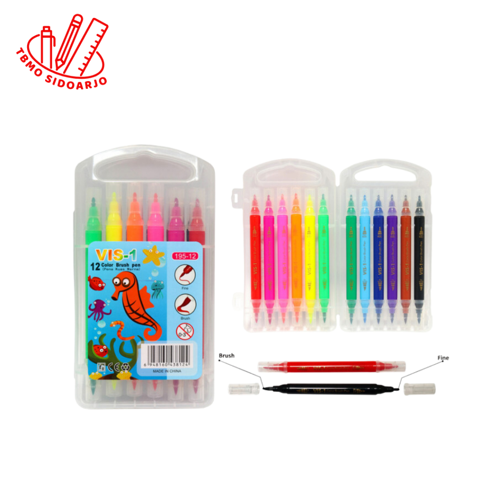 

TBMO Brush Pen Duo Spidol Kuas Warna VIS-1 12 Warna 195-12