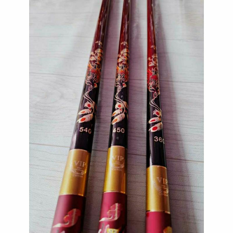 Joran tegek VIP carbon merah impor 6H kaku ringan