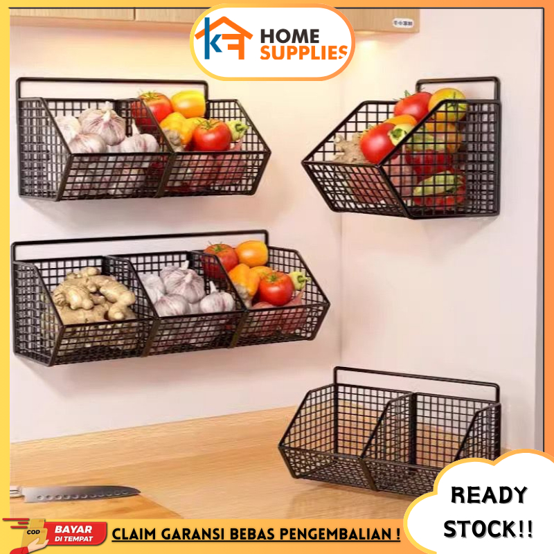 【KF】 Rak Keranjang Dapur Tempel Keramik Kuat Kokoh Anti Karat Rak Dapur Tempel Dinding Tanpa Bor