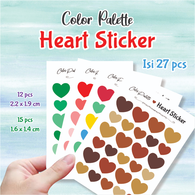 

27 pcs Love Sticker Heart Diary Sticker Dekorasi Jurnal Stiker Hati Colorful