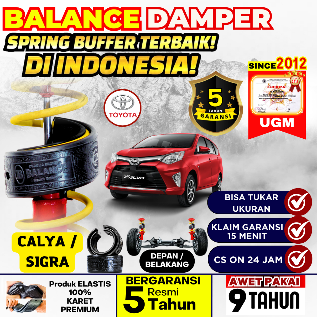 Spring Buffer BALANCE Dumper shock mobil CALYA / SIGRA Sertifikat UGM Garansi 5 Tahun