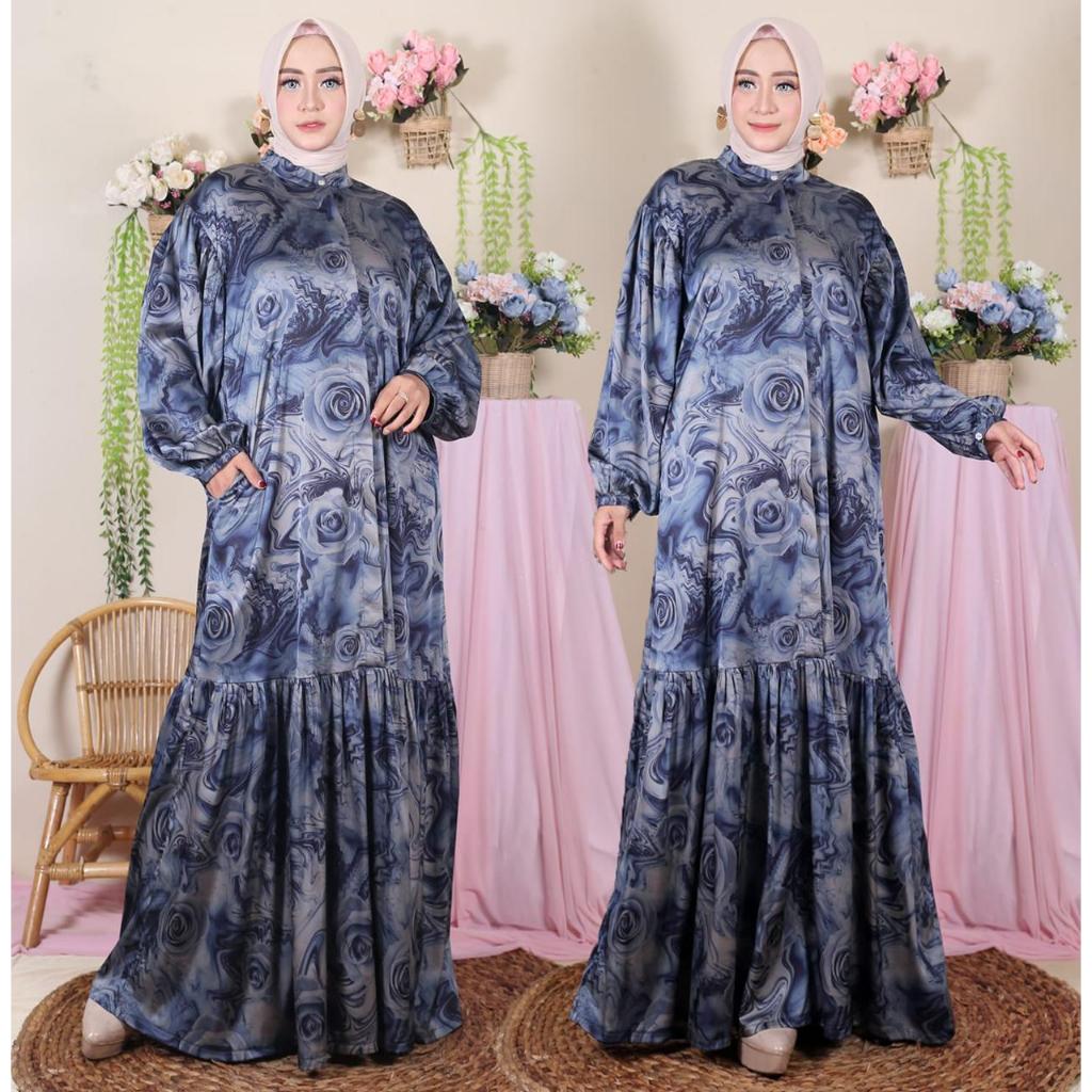 ArmanySilk Dress Muslimah Pesta Kondangan Kekinian Wanita Pesta Satin Silk