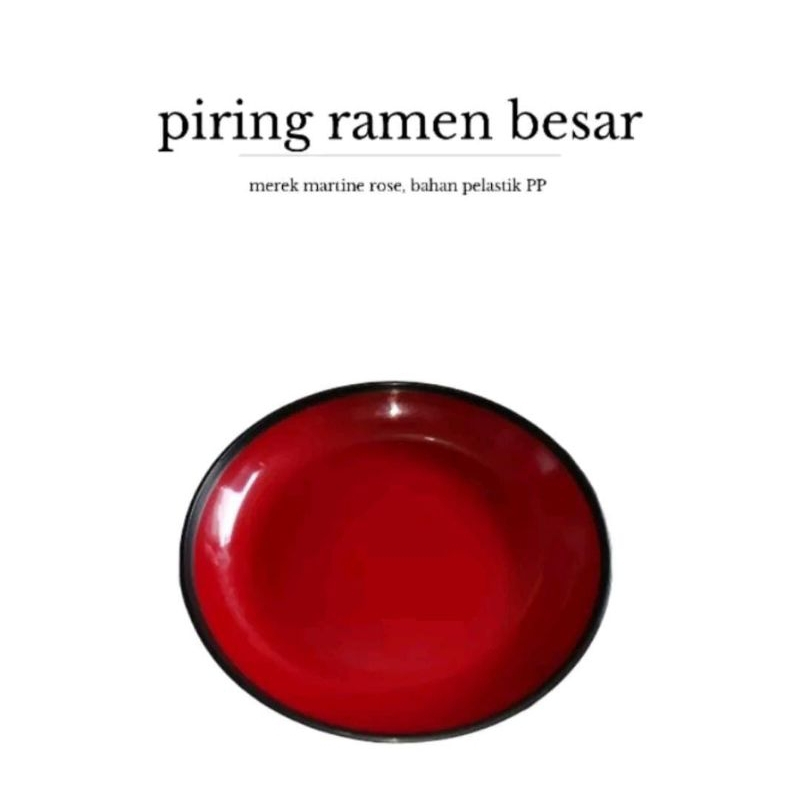 murah piring ramen plastik dua warna hitam dan merah tebal/piring plastik bulat ramen tidak bau/ pir