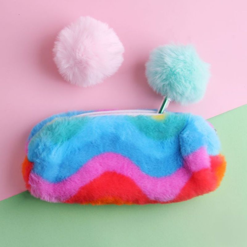 

tempat pensil bulu rainbow