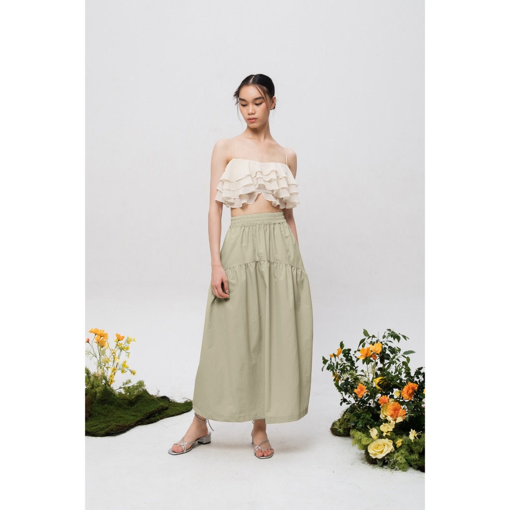 EESOME Ailee Skirt (Sage, Mist, Black, Ecru) / Bawahan Wanita Korean Style / Rok Panjang Wanita