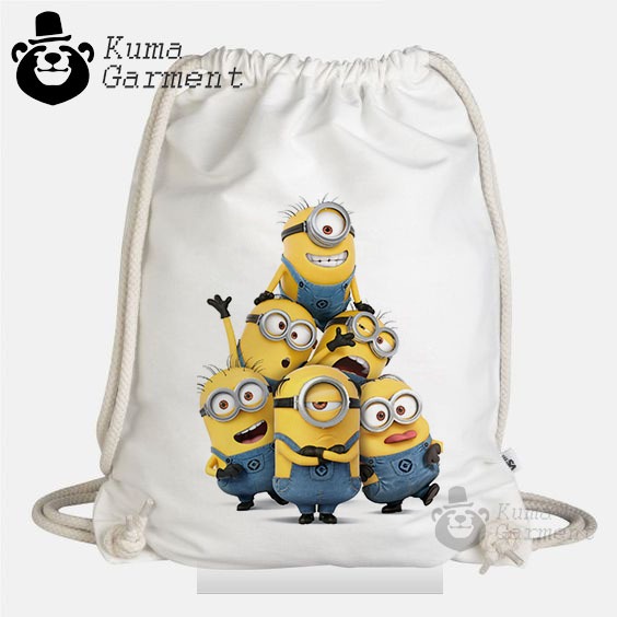 Tas Serut Bahan Canvas Motif  Minions / Wanita - Pria / AESTHETIC / Kuliah / Tas Gantung /Kampus / H