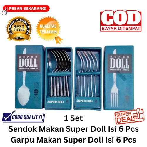 [BISA COD] DISKON Sendok Garpu Makan Super Doll Isi 12 Pcs Stainless Tebal Berkualitas Sendok Stainl