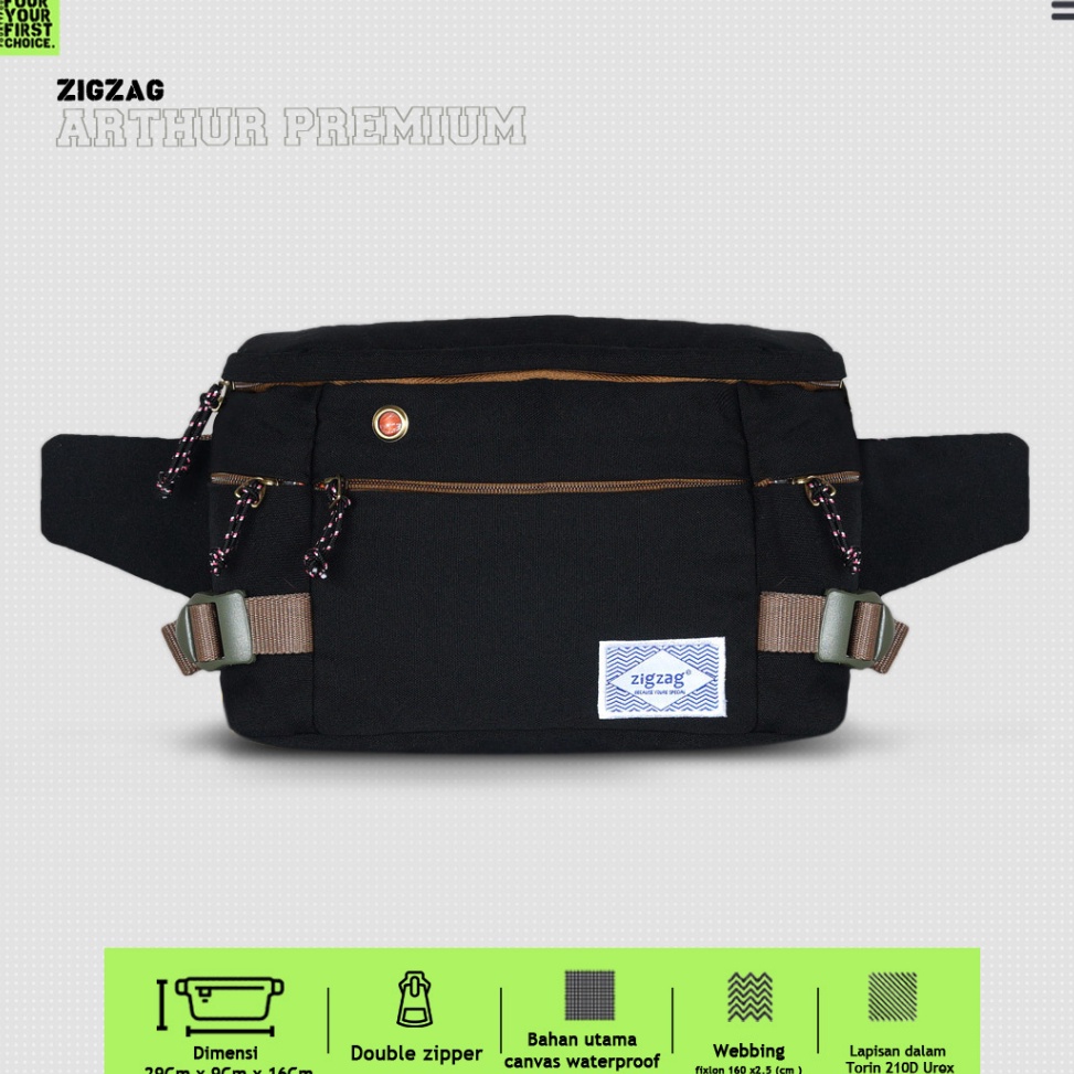 Recomended ZIGZAG Tas Waistbag Pria Arthur  Tas Selempang Pria  Tas WaistBag Pria