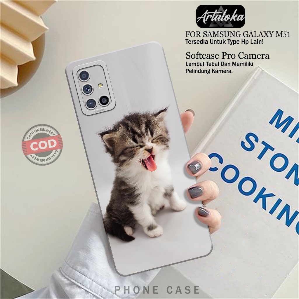 Softcase Hp Samsung Galaxy M51 Fashion Case Kucing Case Samsung Galaxy M51 Silikon TPU Pro Camera Ca