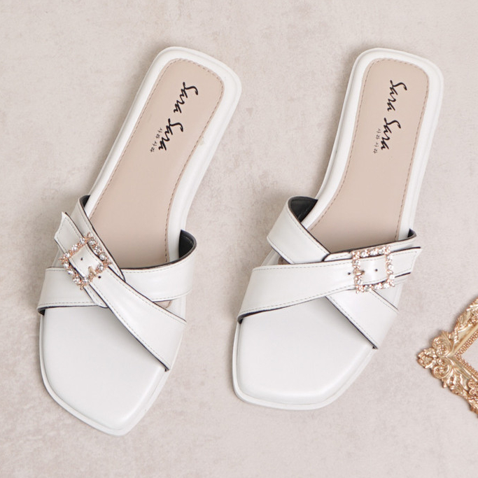 SARA SARA YUK - MILA Sandal Slop Wanita Teplek Premium Size 36 - 40 Tinggi 1cm Empuk Ringan Anti Sli