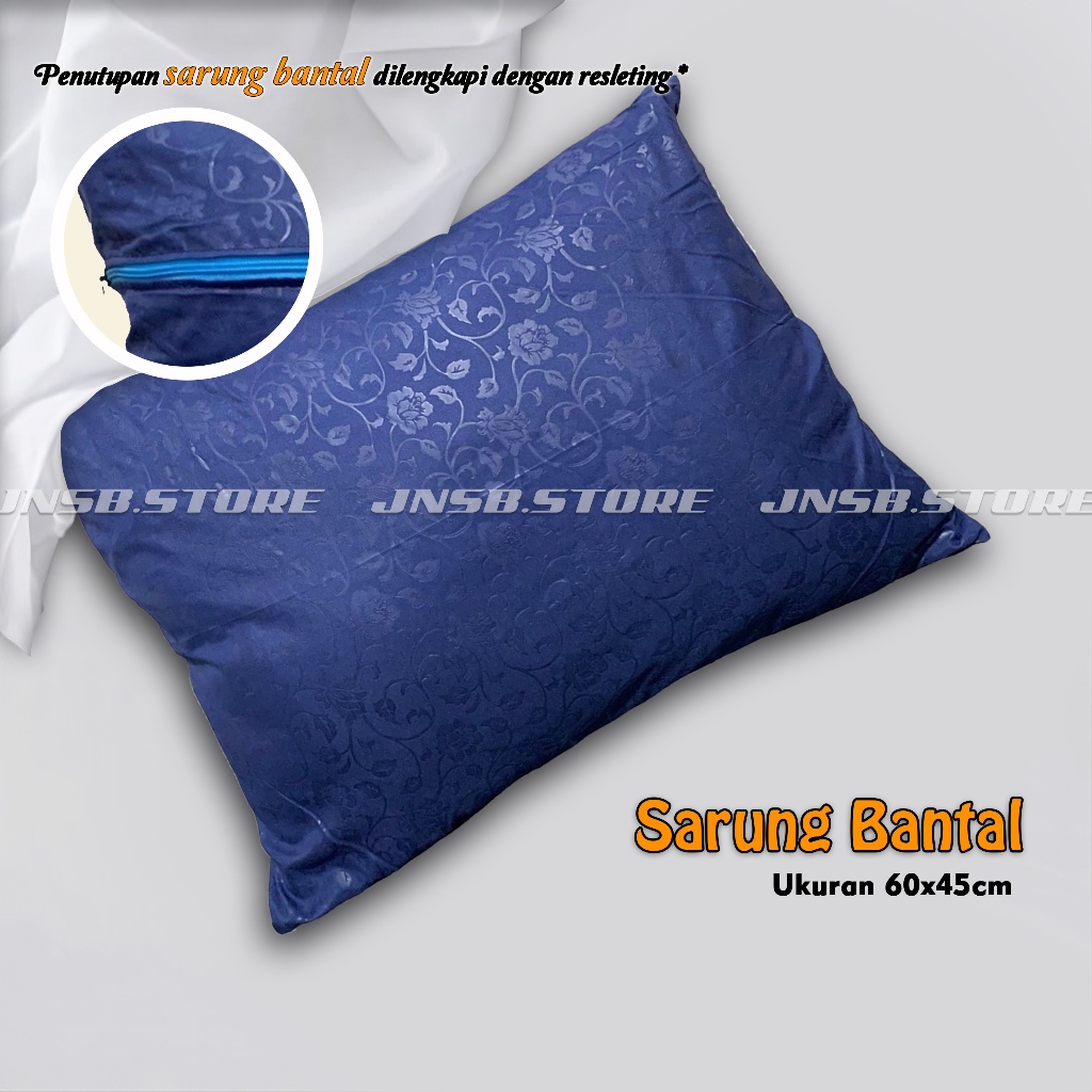 Sarung Bantal Tidur Resleting Polos Embos Ukuran 60 x 45 cm Desain Premium