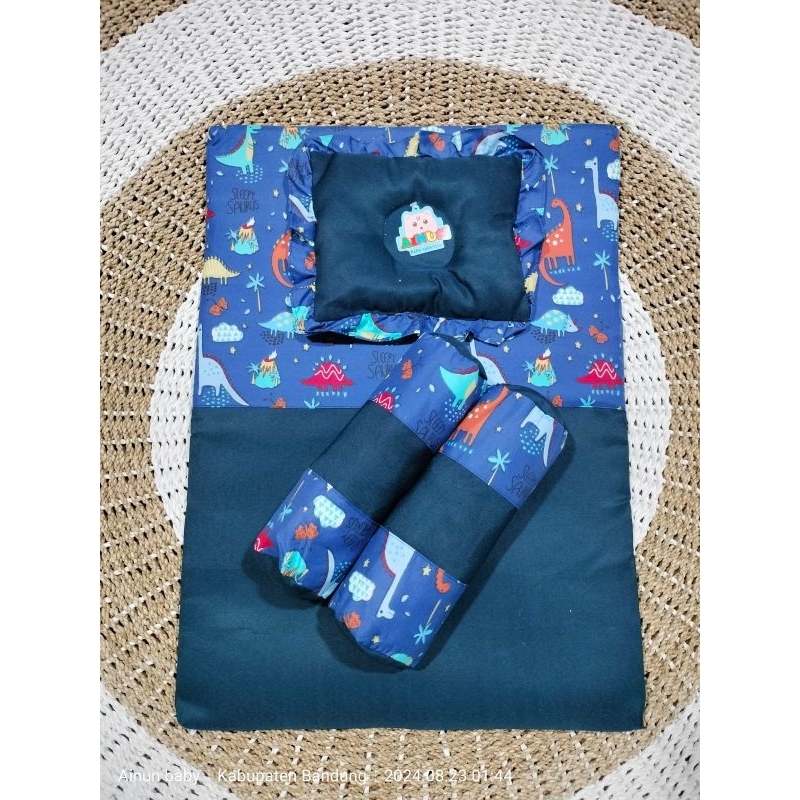 RB22 Kasur Matras Bayi Tempat Tidur Bayi + 2 Guling 1 Bantal Peyang Bayi Laki-Laki Perempuan Motif