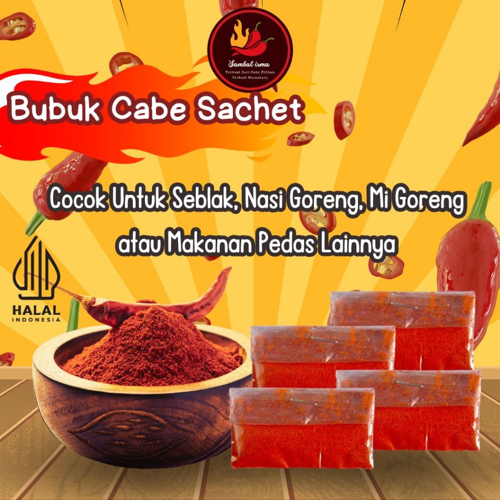 

4 pcs Cabe Bubuk @ 1 gr Praktis Serbaguna Untuk Menambah Rasa Pedas Setiap Masakan