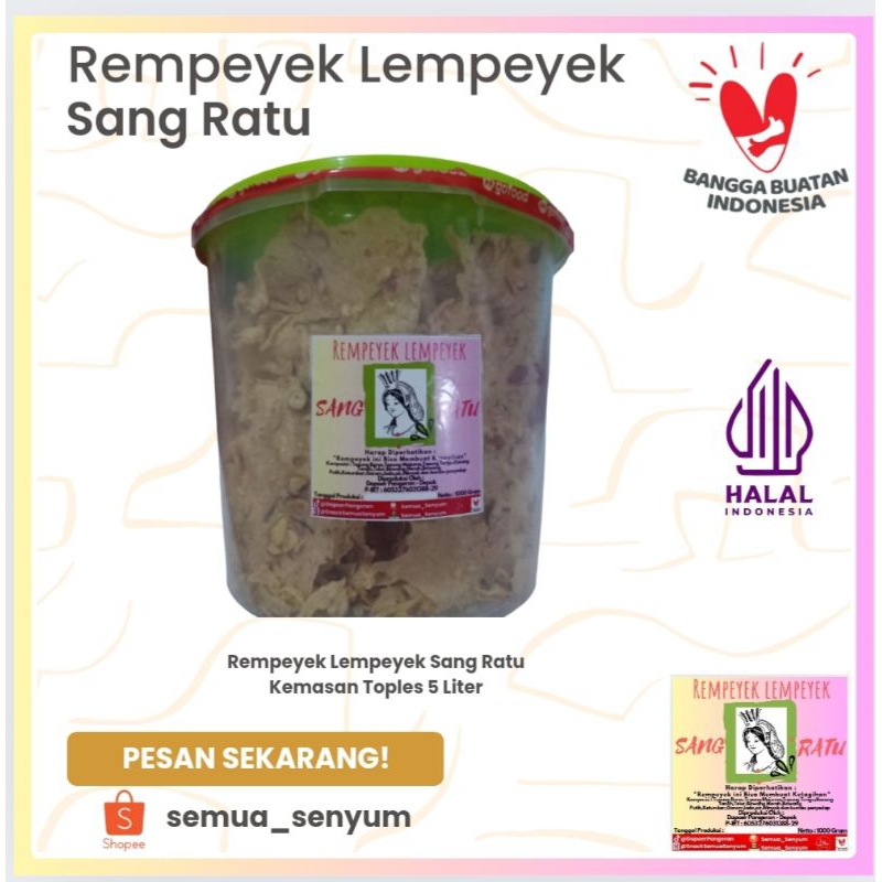 

Rempeyek Lempeyek Sang Ratu Kacang Toples 5 Liter