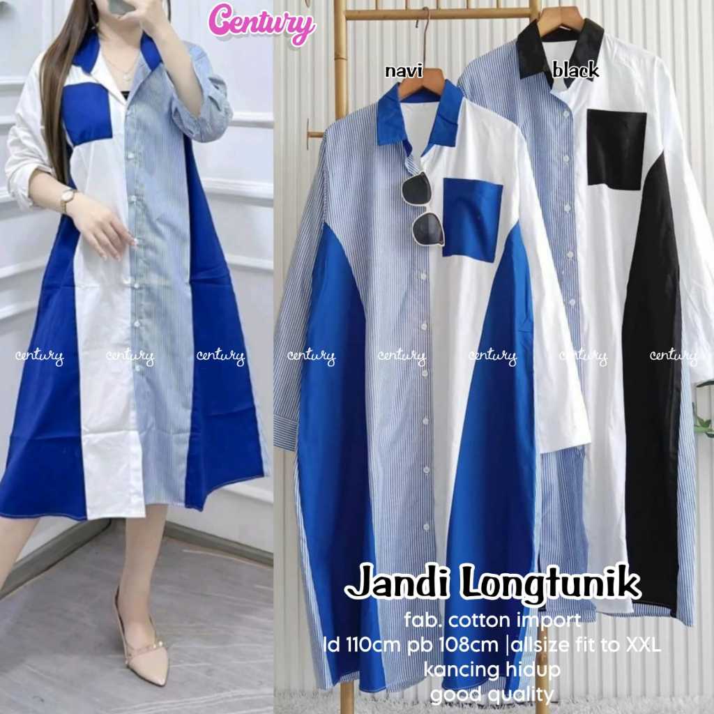 LONG TUNIK WANITA LD 110 KATUN IMPORT MOTIF GARIS GARIS TERBARU PAKAIAN WANITA BAJU ATASAN LENGAN PA