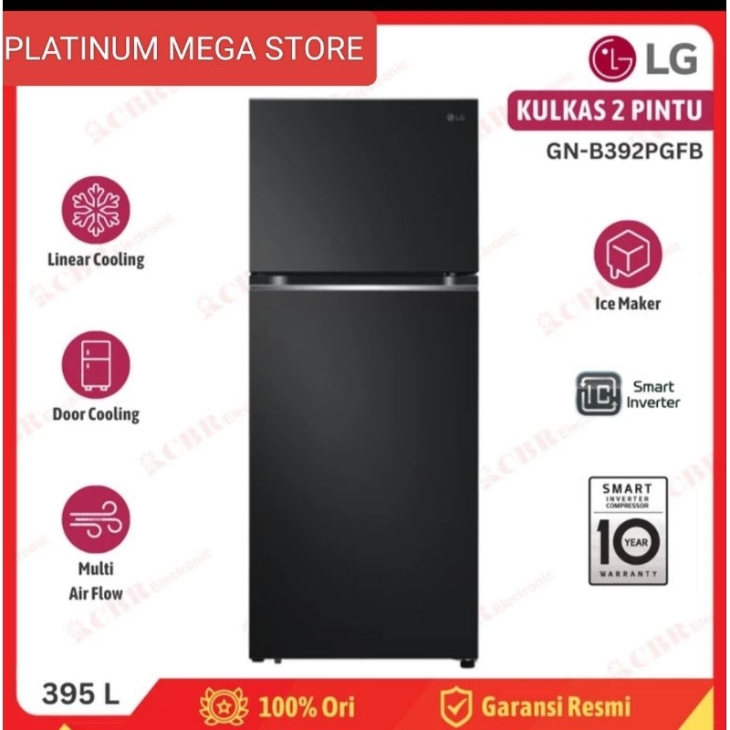 LG GNB 392FGFB KULKAS LG 2 PINTU 395 LITER INVERTER