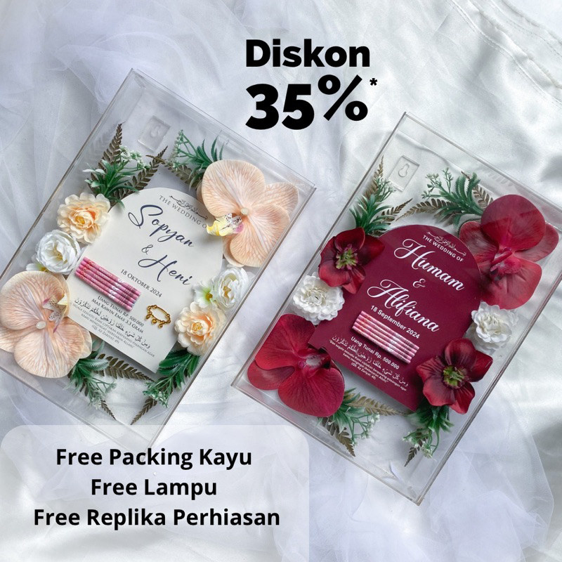 Free Packing Kayu / Mahar Akrilik /Mahar Murah/Mahar Nikah/Mahar Pernikahan/ Mahar Transparan