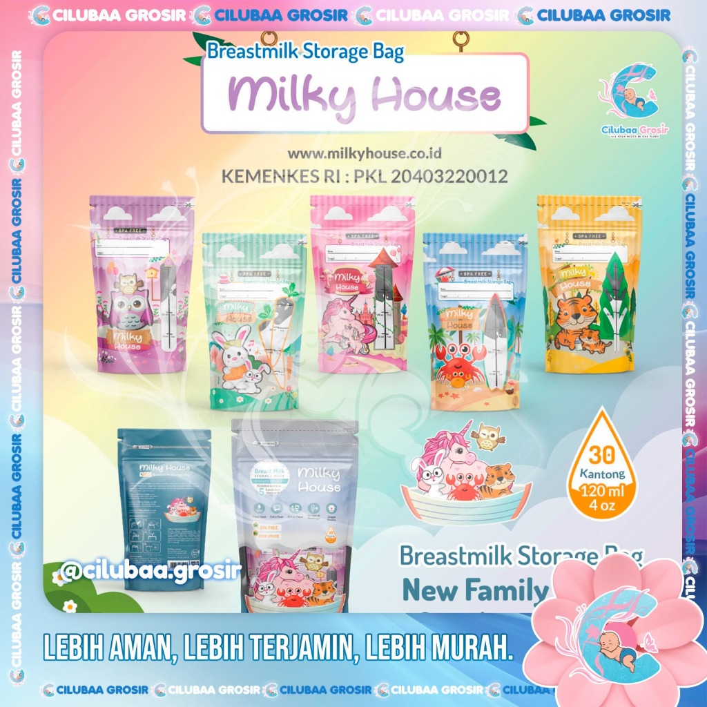 Milky House Kantong ASI 120mL Isi 30 Pcs || KEMENKES RI PKL 20403220012 || Breast Milk Storage Bags 
