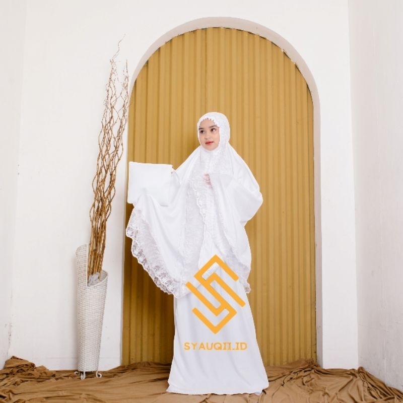 Mukena Dewasa Putih Umroh Haji Sabrina Renda Mewah Jumbo