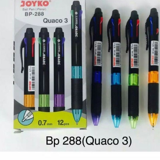 

JOYKO Ball Pen Quaco 3 BP-288 - Pulpen 4 Warna (Satuan)