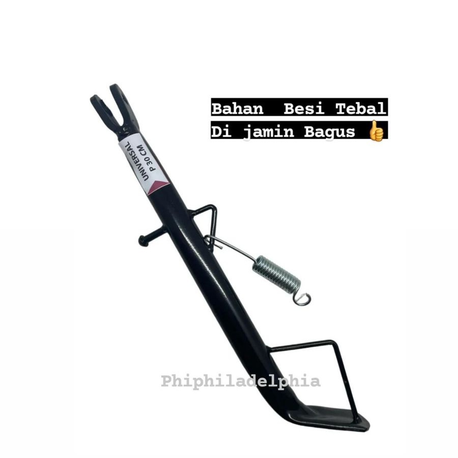 STANDAR SAMPING CHROME HITAM BESI TEBAL RING 18 PANJANG 30CM UNTUK MOTOR RX KING NINJA R RR RXK KLX 