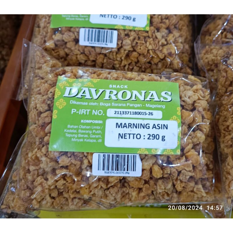 

Marning Jagung Asin Davronas 290gr camilan khas Magelang Jateng Jogja Semarang DIY