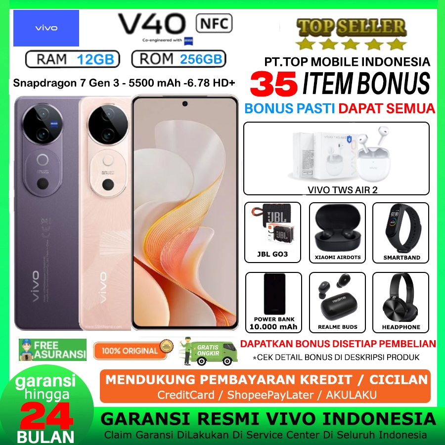 VIVO V40 5G 12/256 GB RAM 12GB ROM 256GB GARANSI RESMI VIVO INDONESIA