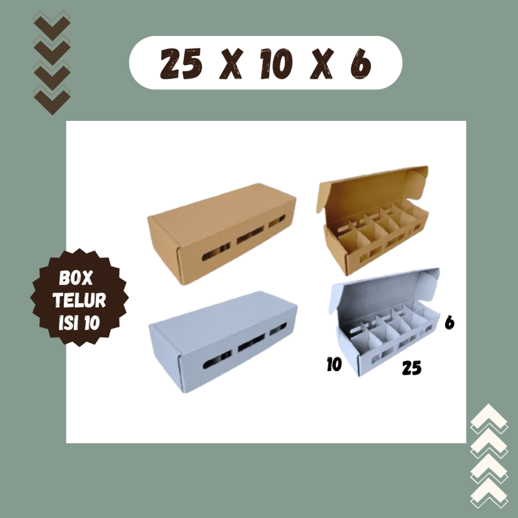 

Box Telur Isi 10 25x10x6 + Sekat Kardus Eflute Telur Endok Endog Traytelur Dus Telur Ayam Telur Asin