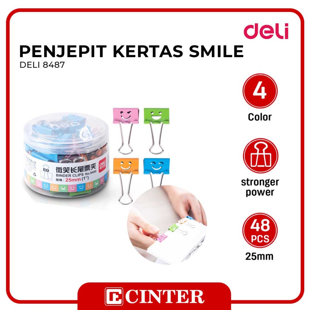 

DELI - PENJEPIT KERTAS / BINDER CLIP 8487 107 (19MM) SMILE