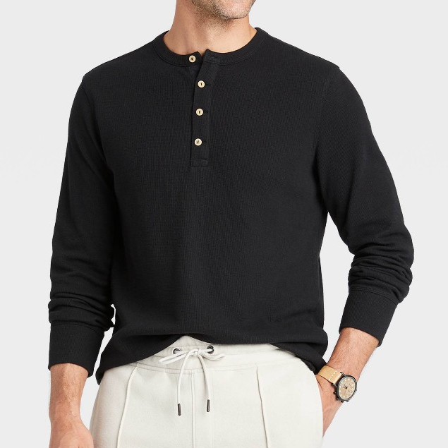 Men Textured Henley Tshirt Bigsize Original - Kaos Pria Jumbo GF0087