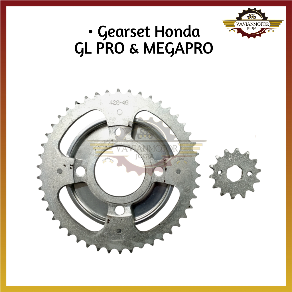 Gearset Gir Gear Set Paket Gear Depan Belakang GL Pro Neotech GL Max Mega Pro Lama 428 14T & 46T Ori