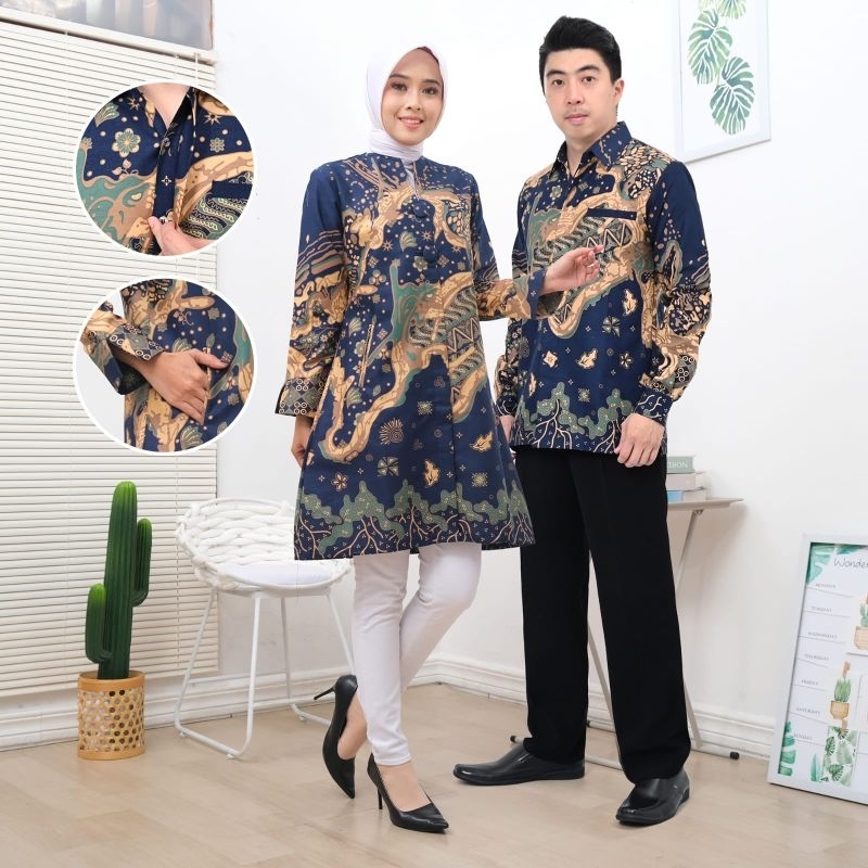 Batik couple tunik wanita bahan katun halus original