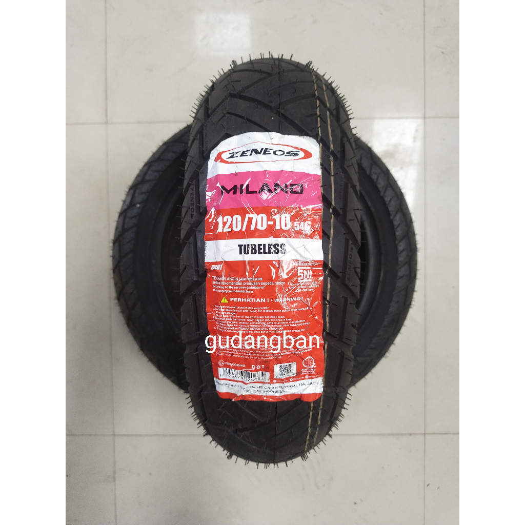 Ban Zeneos 120 / 70 - 10 Milano ZN87 Vespa piagio zip kymco minimoto TUBLESS TL