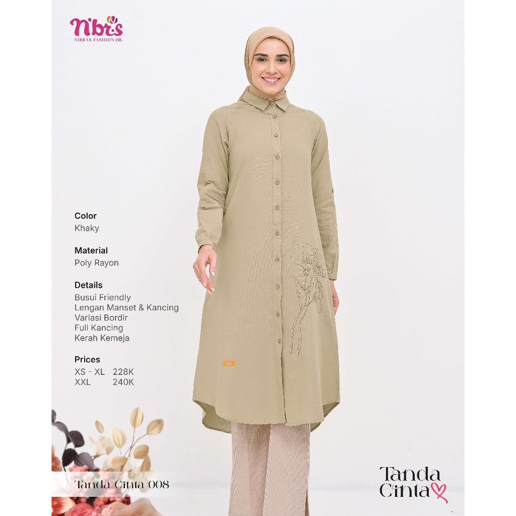 TUNIK NIBRAS TANDA CINTA 008 / BAJU MUSLIM NIBRAS ORI BRANDED / BAJU KERJA / NIBRAS SYARI BAJU WANIT