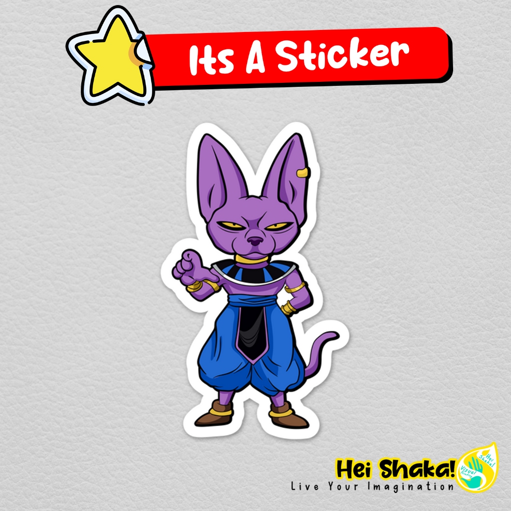 

Stiker Dragon Ball Super Beerus Chibi Sticker Vinyl Anime Manga Jepang Bahan Anti Air