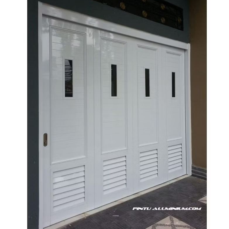 pintu garasi aluminium warna putih,