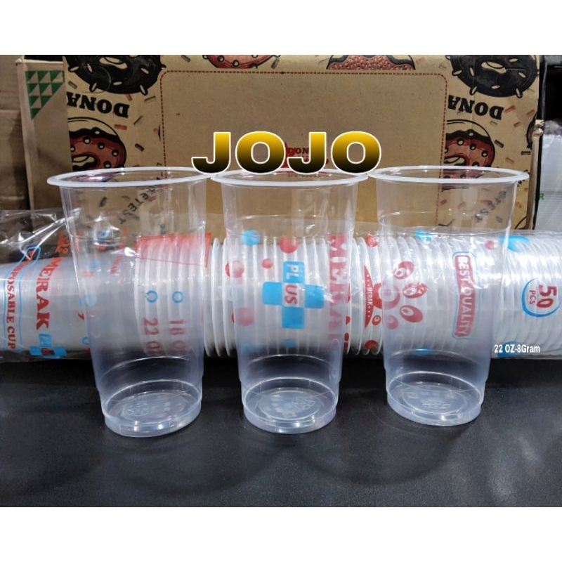 Cup Gelas Plastik Ukuran 18 Oz dan 22 oz, 1pack isi 50 pcs, Ketebalan 7/8 gram, Bisa disealer