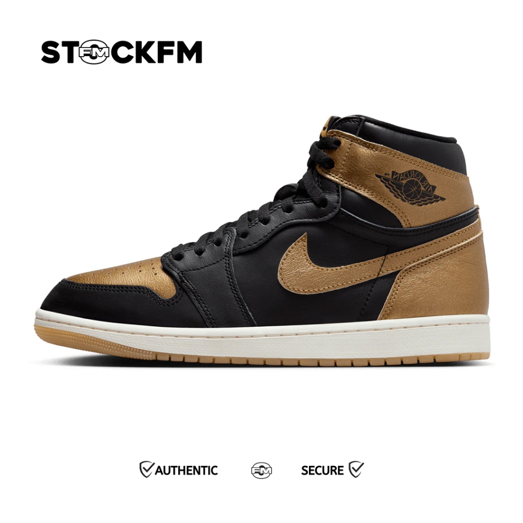 Nike Air Jordan 1 High OG Black Metallic Gold Sail Original
