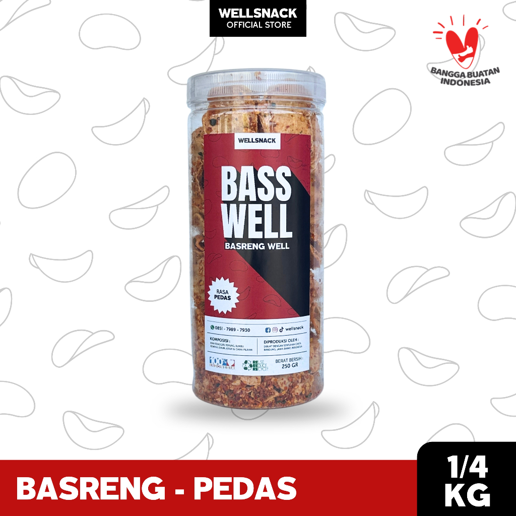 

REGULER PEDAS - Basreng Well Slice Toples 1/4 KG Rasa Pedas Daun Jeruk Cemilan Enak Gurih Renyah sip