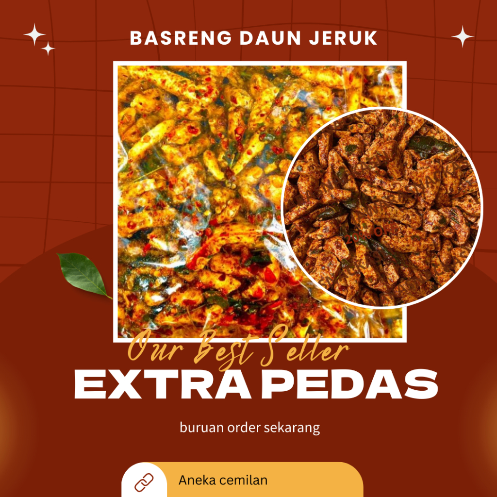 

BASRENG DAUN JERUK 250gr/ Basreng pedas daun jeruK,renyah,keriuk