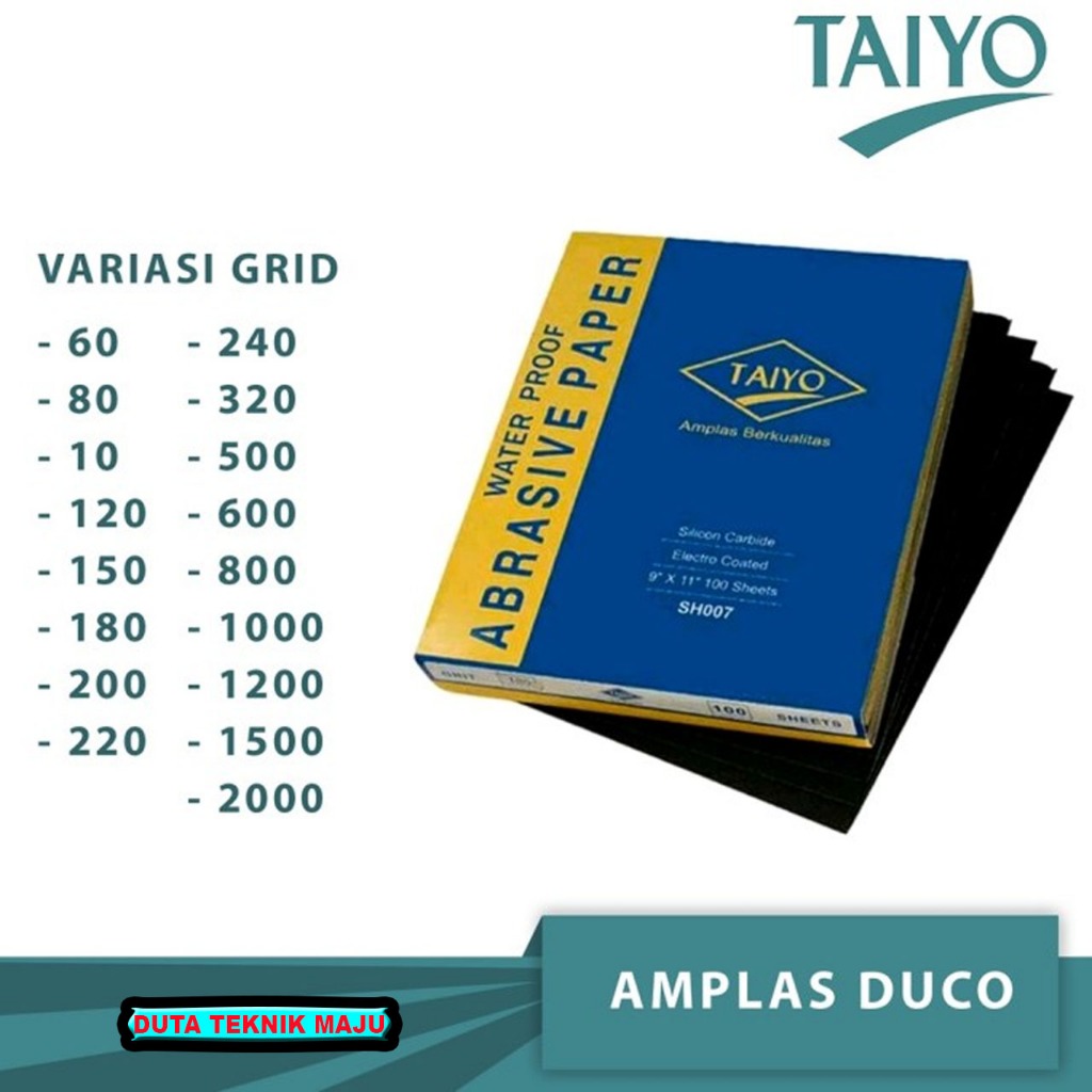 Amplas Kertas Lembaran Taiyo 60 80 100 150 180 240 360 400 500 600 1000 1500 2000 / Kayu Plastik Bes