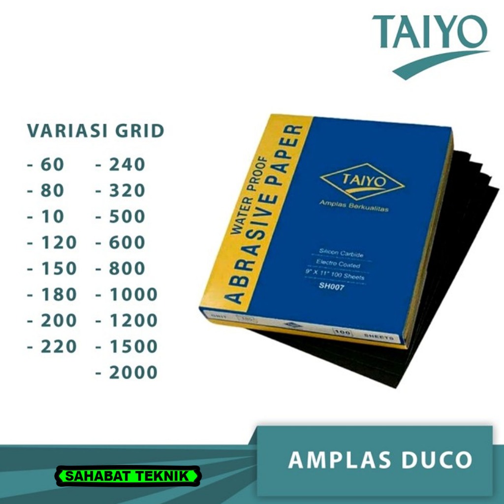 Amplas Kertas Lembaran Taiyo 60 80 100 150 180 240 360 400 500 600 1000 1500 2000 / Amplas Kayu Plas
