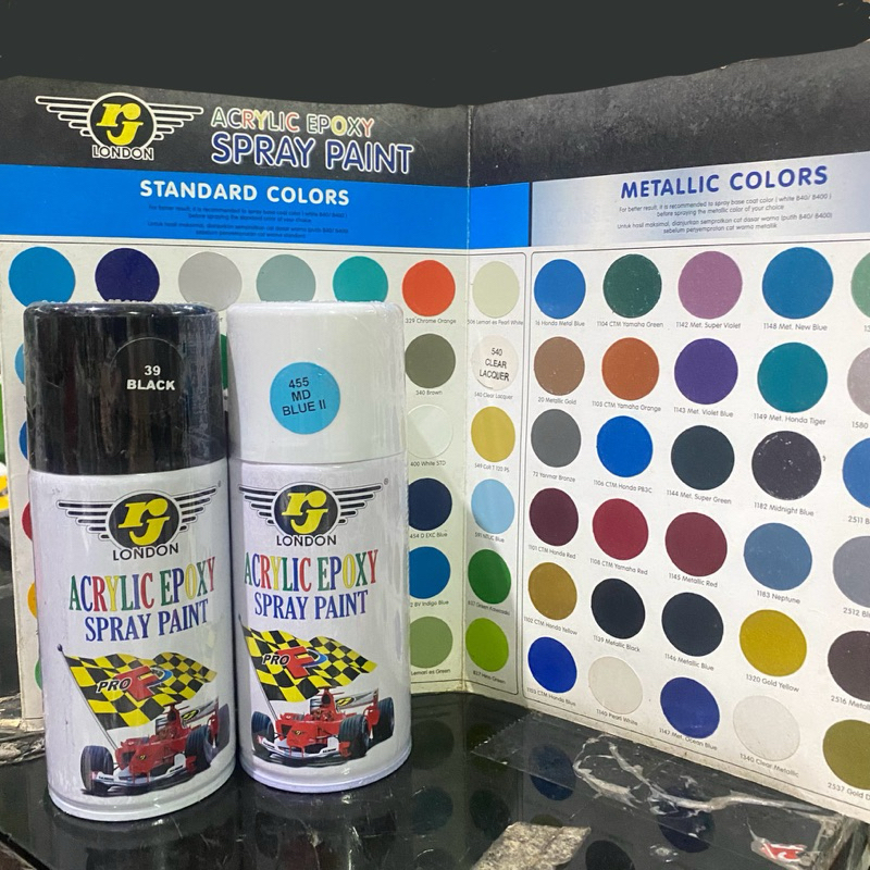 RJ London Pilox Spray Cat Semprot Warna Standard Metalic Doff Fluorescent Series 300cc Ukuran Besar