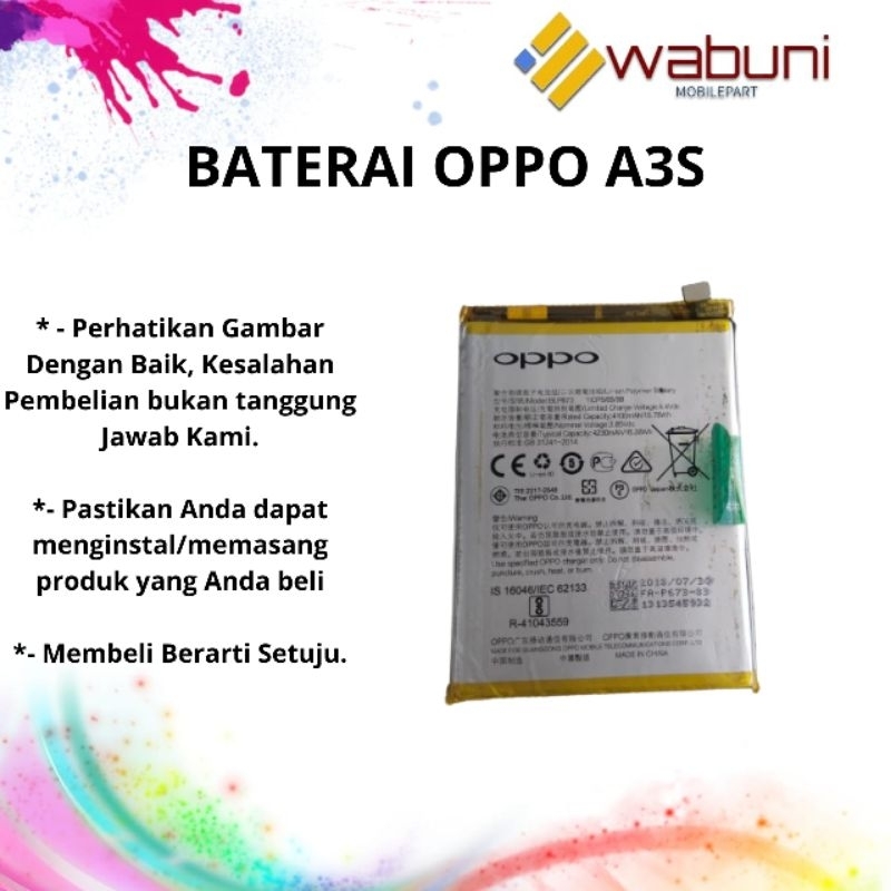 WABUNIMOBILEPART BATERAI ORI OPPO A3S COPOTAN