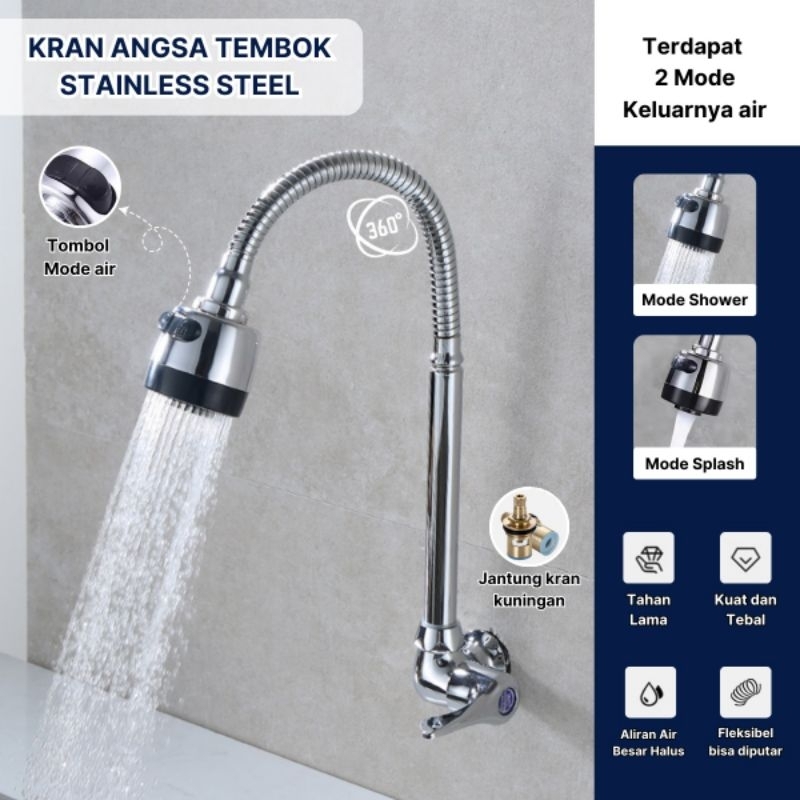 Kran Angsa flexible stainless / Kran Cuci Piring Flexible Stainless/ Kran Dapur cuci piring