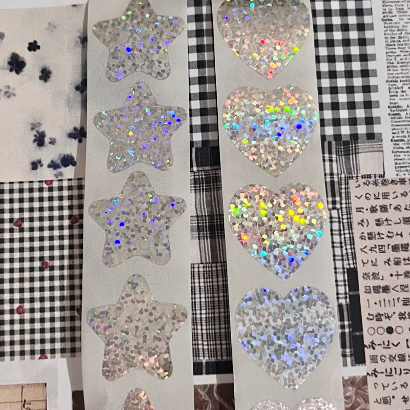 

10 pcs sticker hologram bintang / hati sticker holo star / heart sticker deco hiasan waterproof